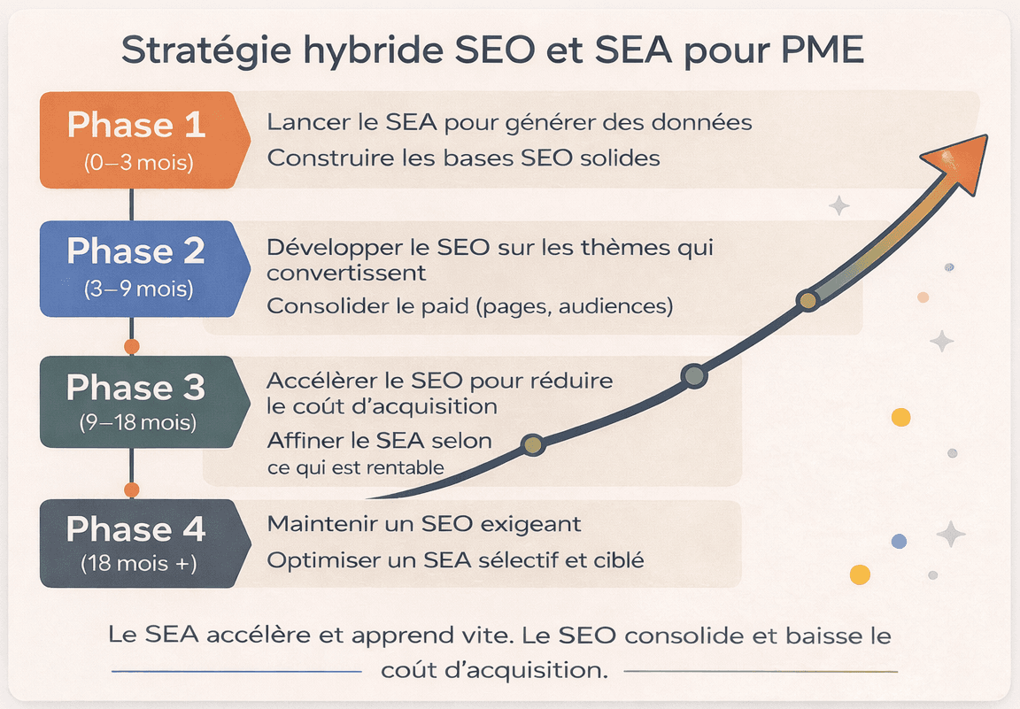 Stratégie hybride SEO et SEA pour PME