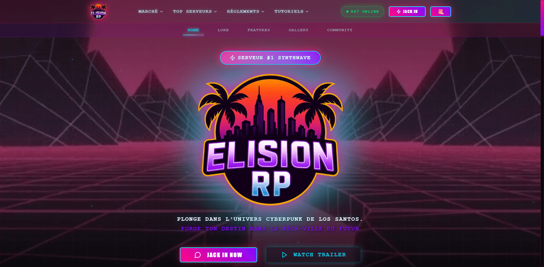 ElisionRP — Serveur GTA RP Synthwave