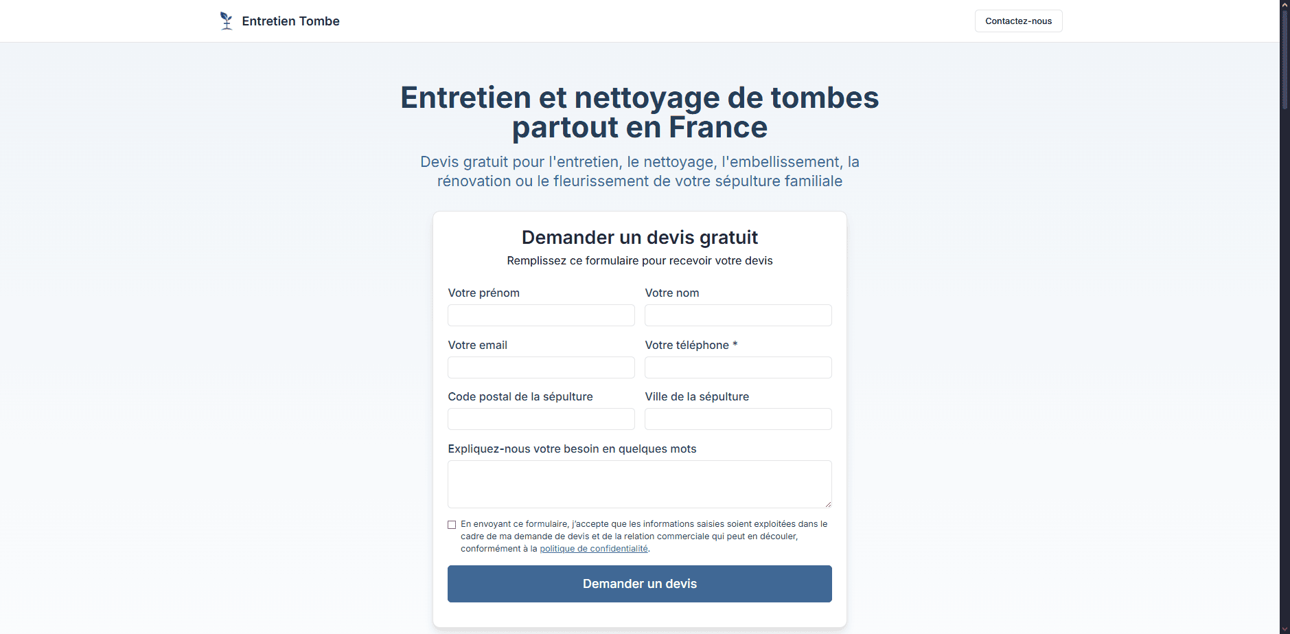 Entretien-Tombe.fr — Génération de leads géolocalisés
