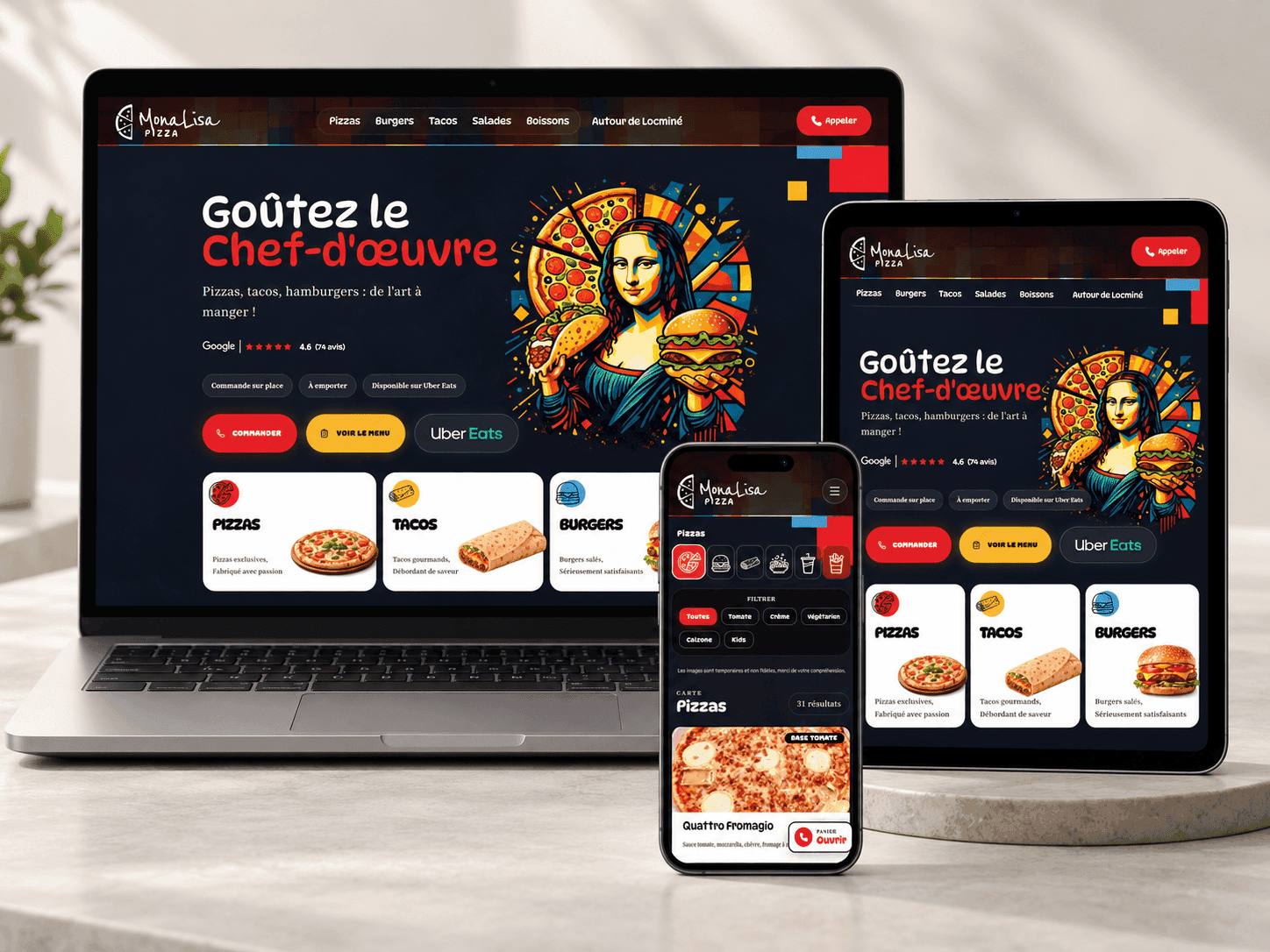 Pizza Mona Lisa — Refonte web & SEO local à Locminé