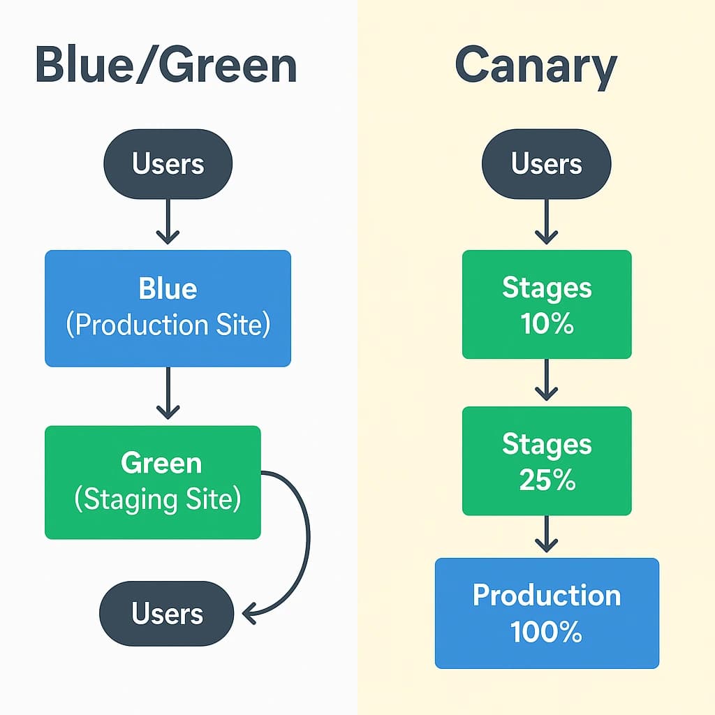 Schéma blue/green vs canary